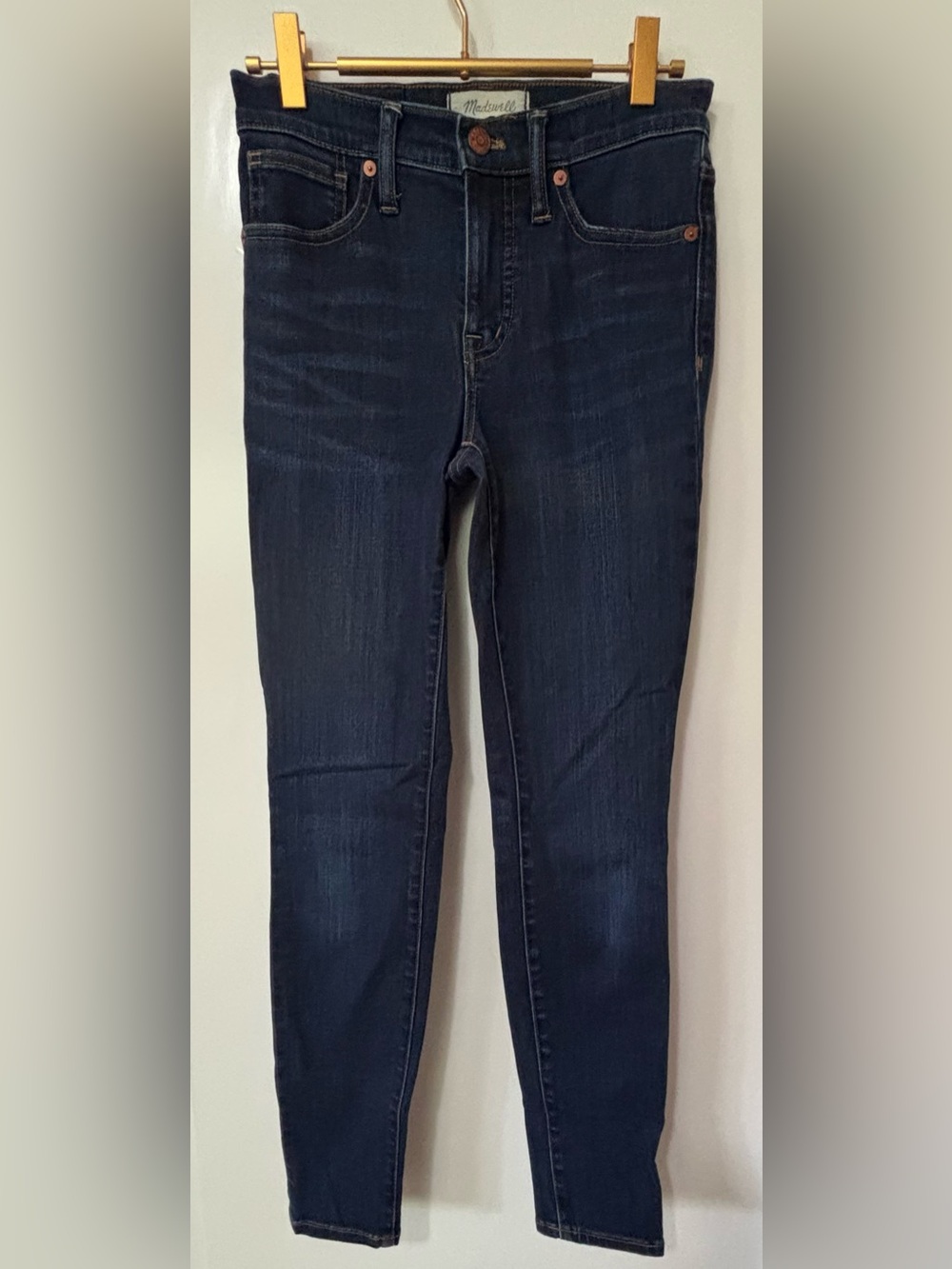 Madewell| 9” High Rise Classic Dark Indigo Blue Denim Skinny Jeans Sz 25 - Picture 2 of 9